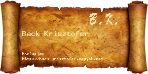Back Krisztofer névjegykártya